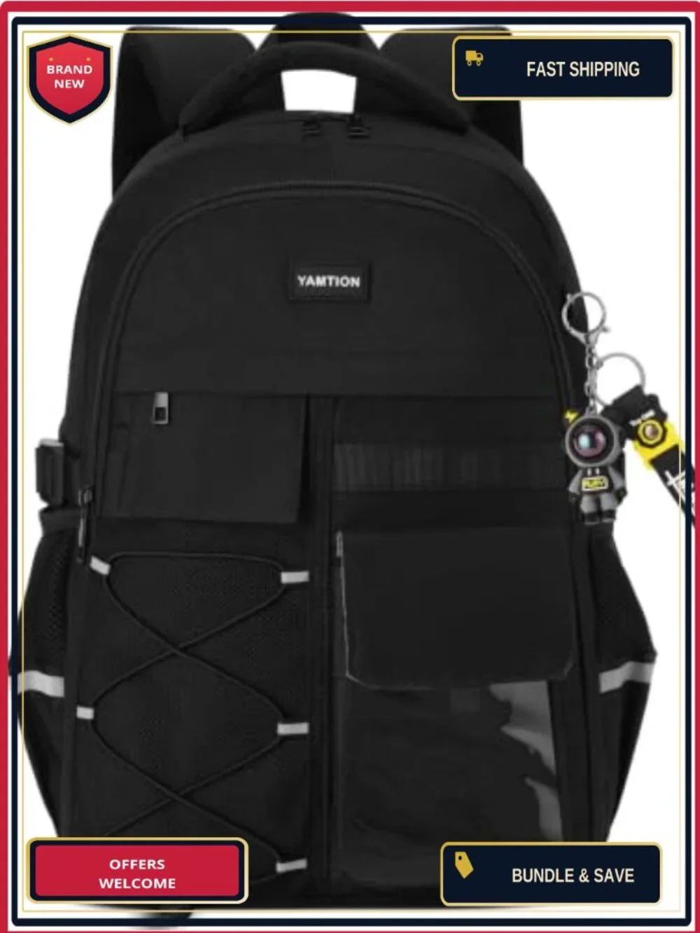 Backpack for School Teens and Adults, College Bookbag with USB Charging Port,